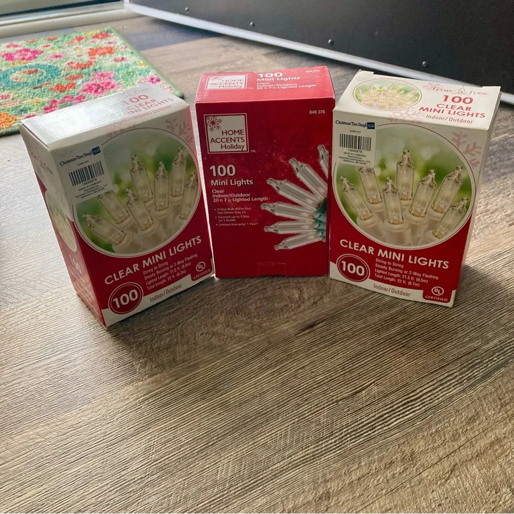 NWT Clear Mini 100 count Lights - 3 boxes